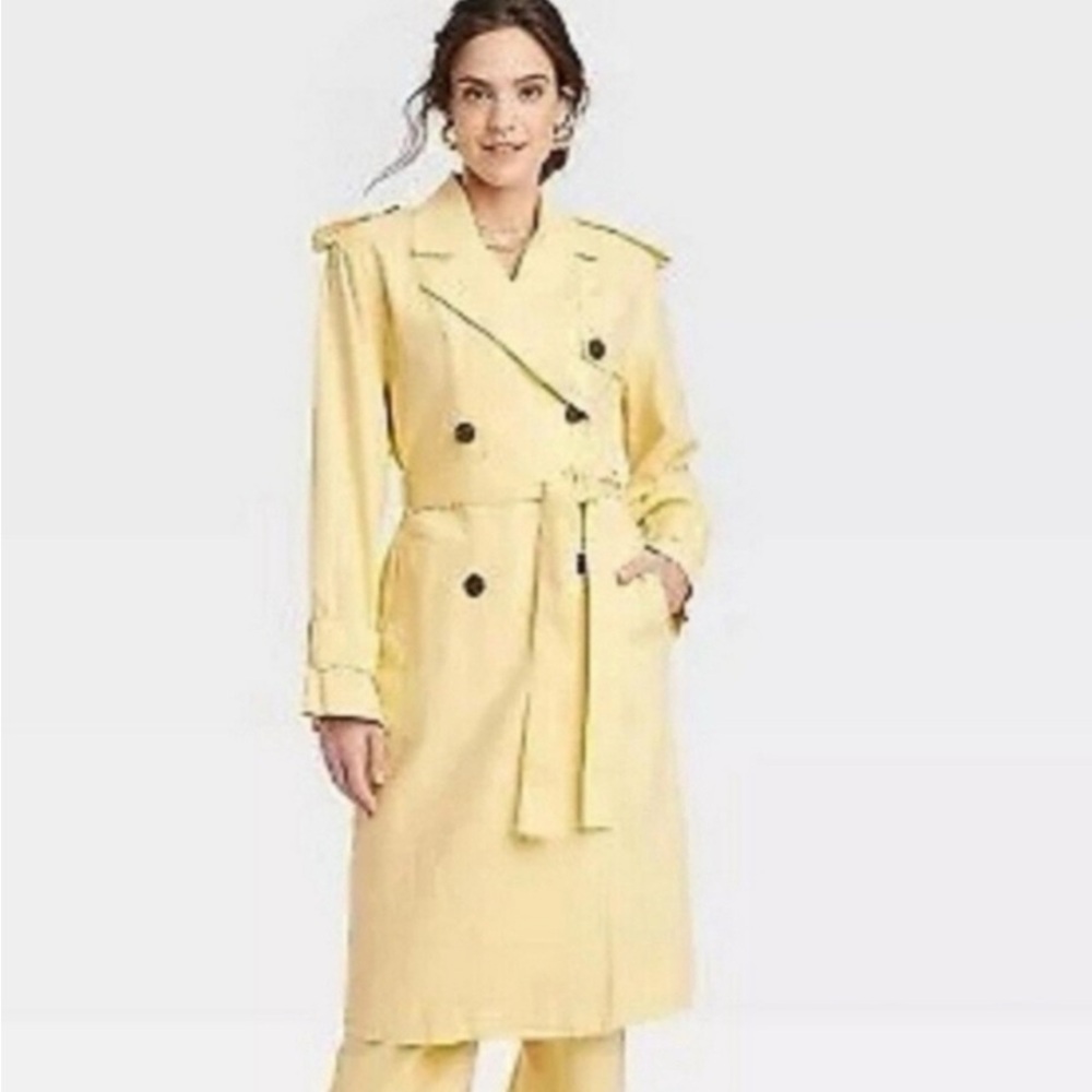 Yellow Double-Breasted Women's Trench Coat NWT Large